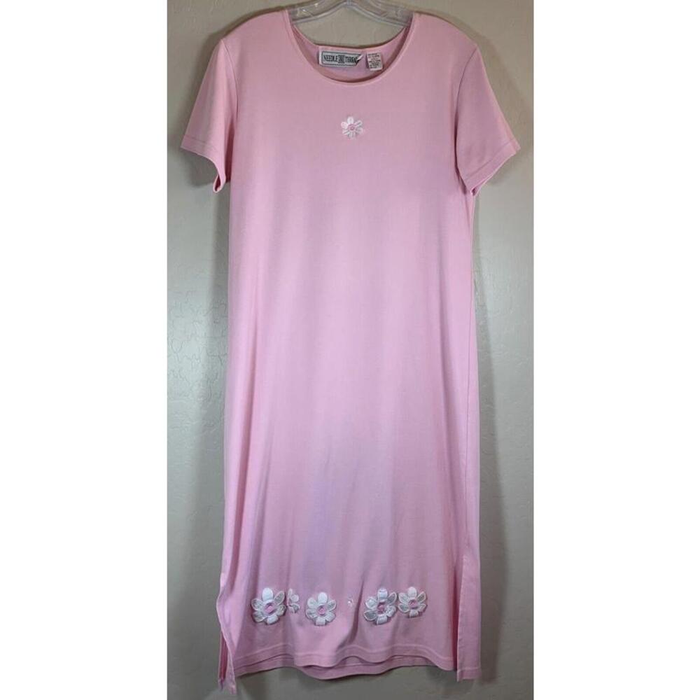 NEEDLE‎ & THREAD T-SHIRT Maxi Dress Pink White Flowers 0067